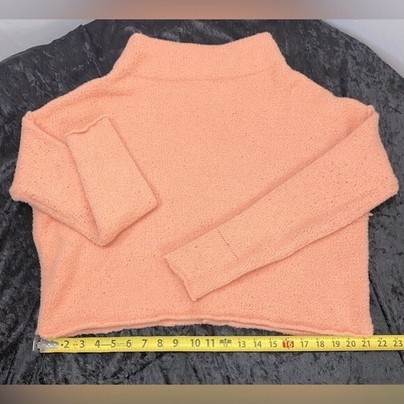 Free People Women's Cherry Peach Color Combo Stretch Long Sleeve Sweater Sz Med - Picture 4 of 8